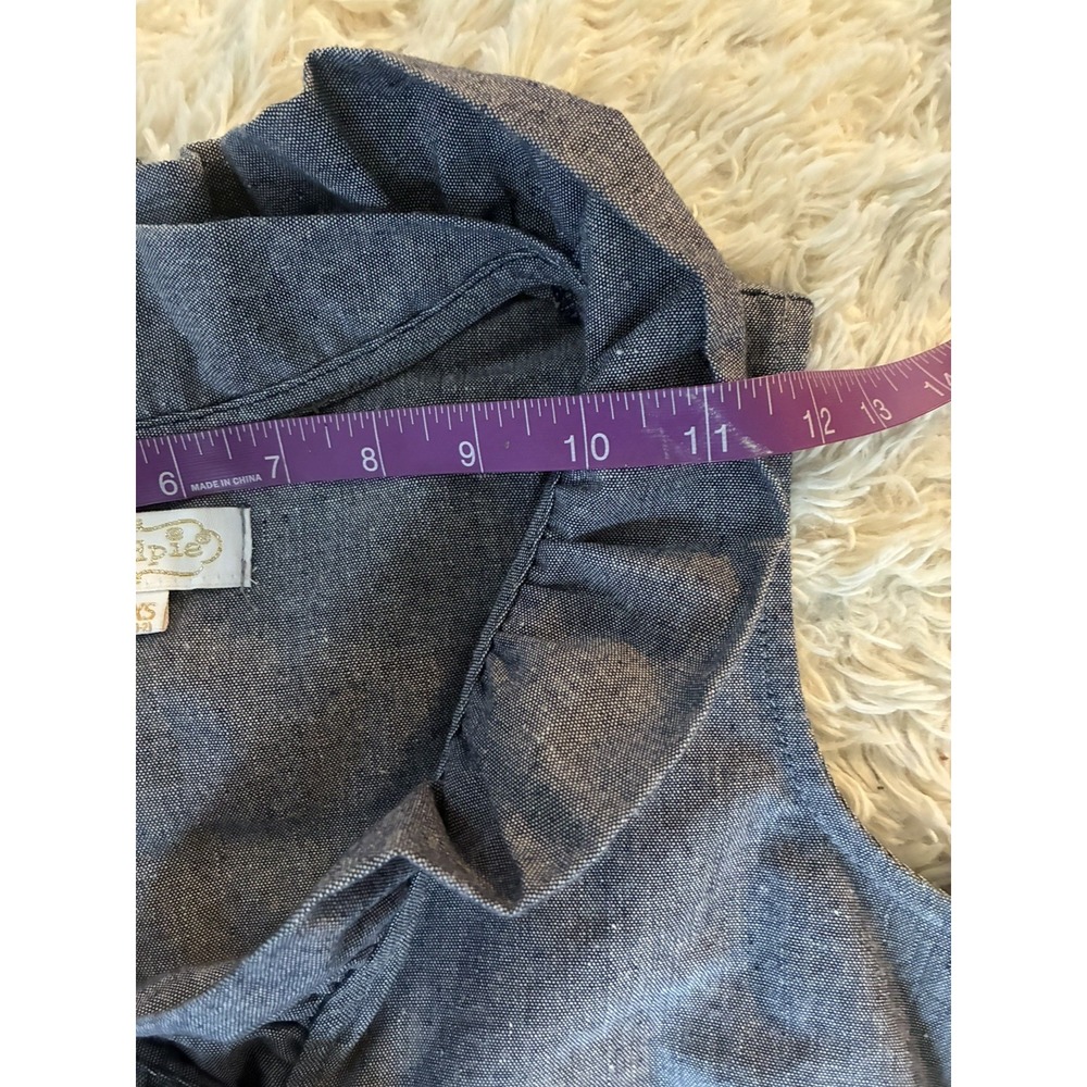Mud Pie ladies Sleeveless Ruffle Collar Chambray Blouse XS , denim in color - Picture 5 of 16